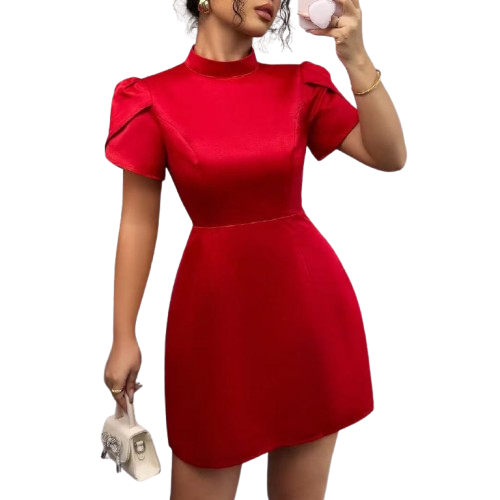 Womens Fashion Half-Neck Hollow-Out Bow-Knot Dress