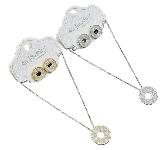 Open Halo Circle Pave Jewelry Set