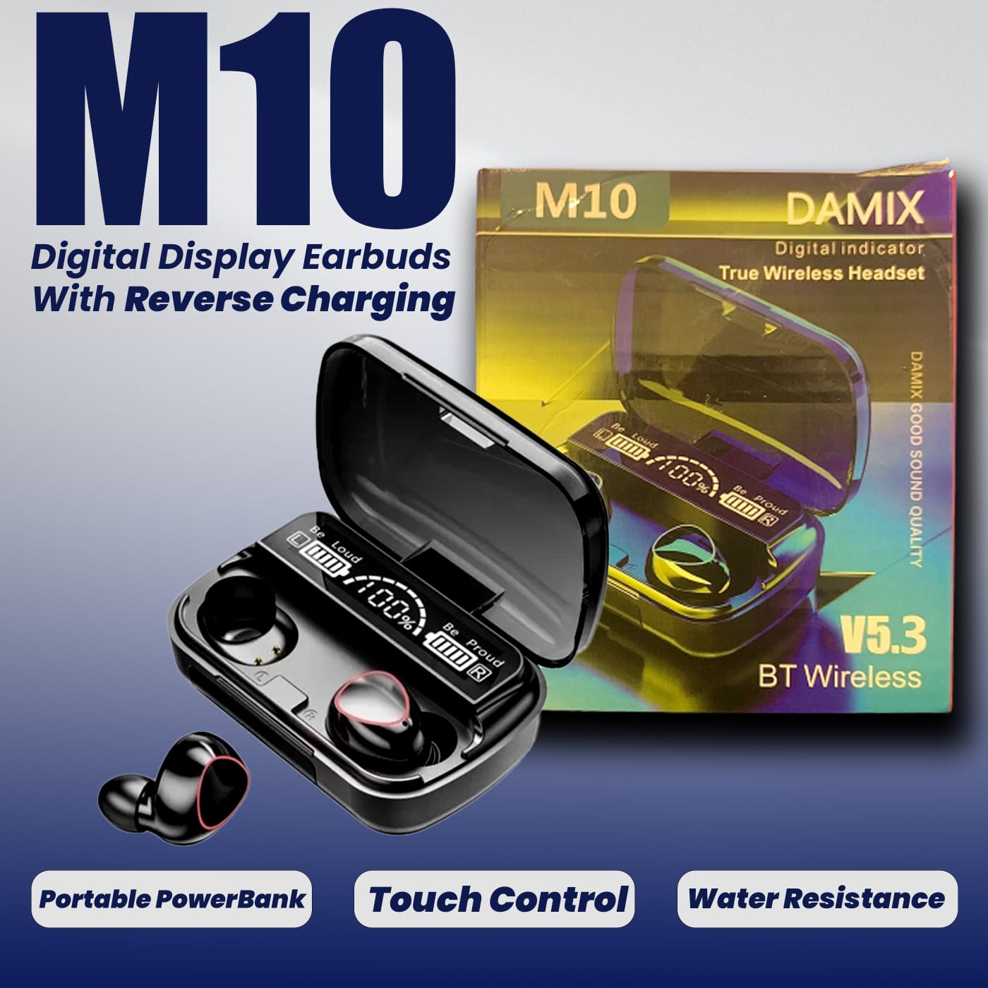 M10 and i12 TWS Wireless Bluetooth Earbuds V5.0 with Touch Sensor