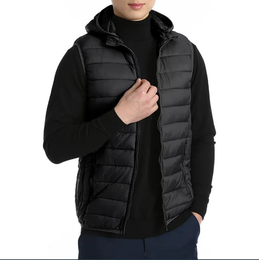 Men's Hooded Vest Padding Bomber Jacket