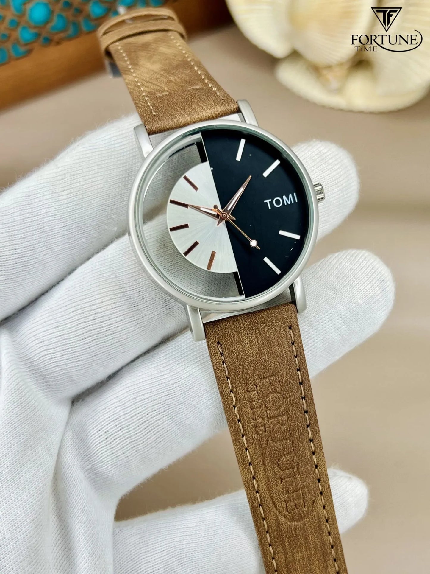 Leather Casual Watch for Man TOMI Quartz Watches for Boys & Men