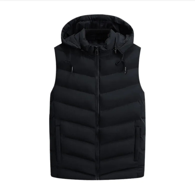 Men's Hooded Vest Padding Bomber Jacket
