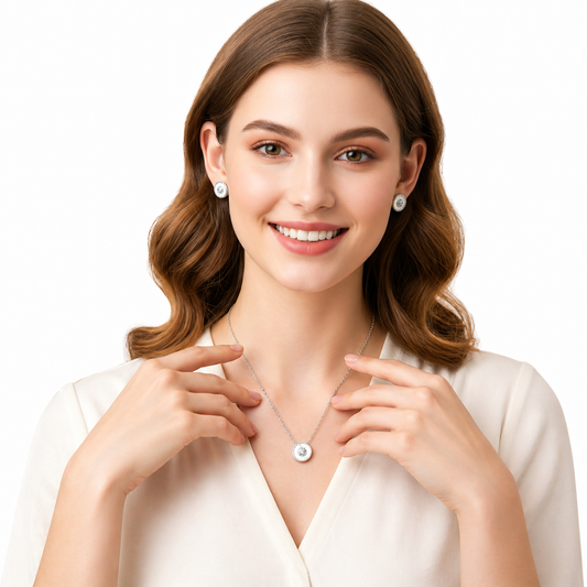 Sunburst Pearl Cluster Jewelry Set